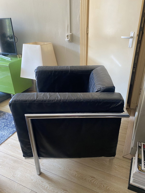 Image 1 of Set di divani vintage in pelle (poltrona + divano a 2 posti)