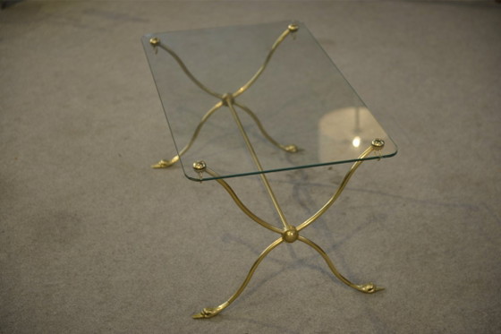 Image 1 of Neoclassical coffee table attributed to Maison Jansen, swan neck base, 1940s