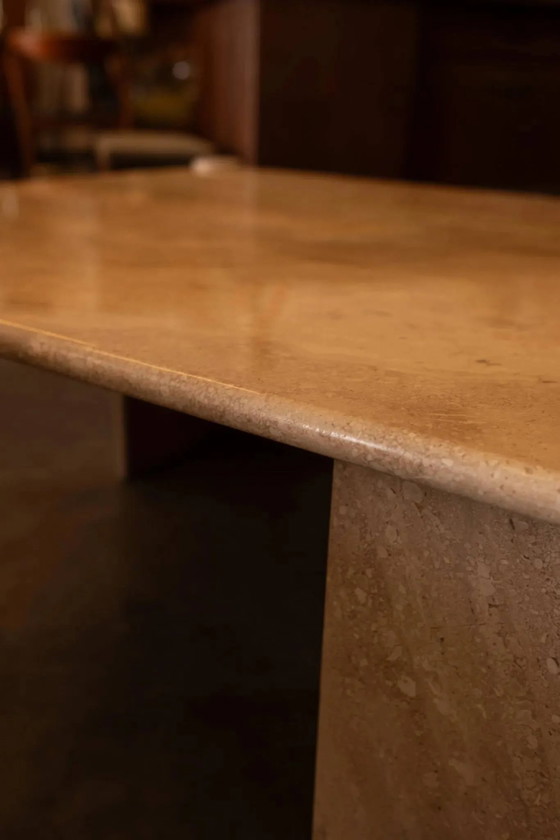 Vintage Italian coffee table in travertine - 1980s (photo 10 of 11)
