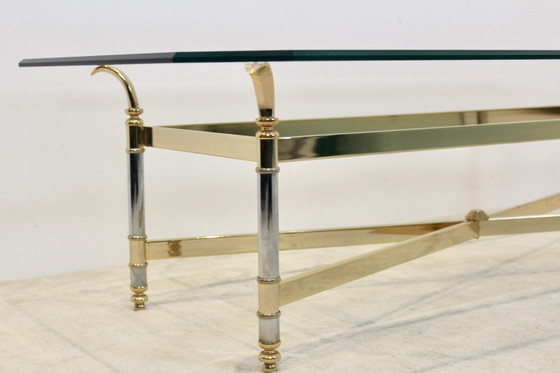 Extraordinary Brass, Chrome and Glass Center table, France 1970s, Coffee tables, Silver (photo 9 of 12)
