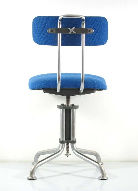 Sedia da scrivania Gispen vintage blu anni '30 – Zona salotto, Metallo (photo 2 of 11)