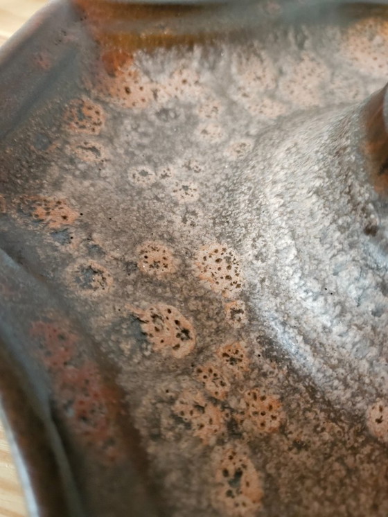 Image 1 of Keramieken aardewerken bruine vintage wandlamp, west germany fat lava stijl, keramische retro wandlamp, space age lamp