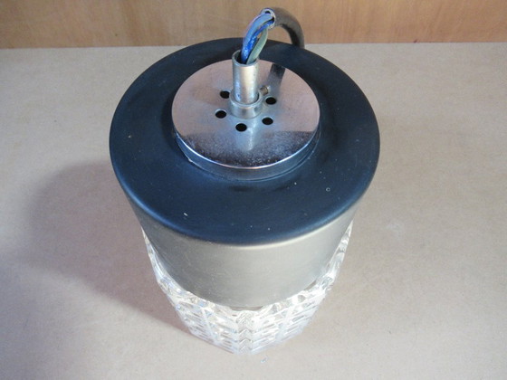 Image 1 of SUSPENSION LAMP design RAAK Amsterdam - NETHERLANDS 1970's GLOBE Octagonal in MOLDED GLASS - height 22,5cm