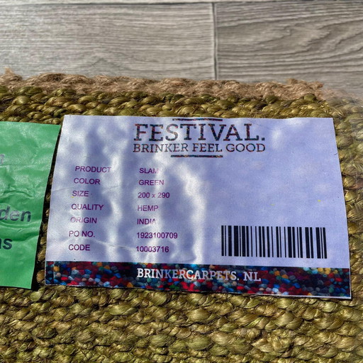 Brinker Carpets Festival Jute Slam Green Vloerkleed - 200x290cm
