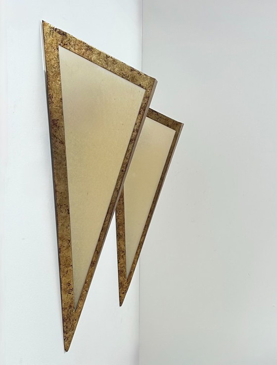 Image 1 of Paire d'appliques XL en métal doré et parchemin, France, 1970