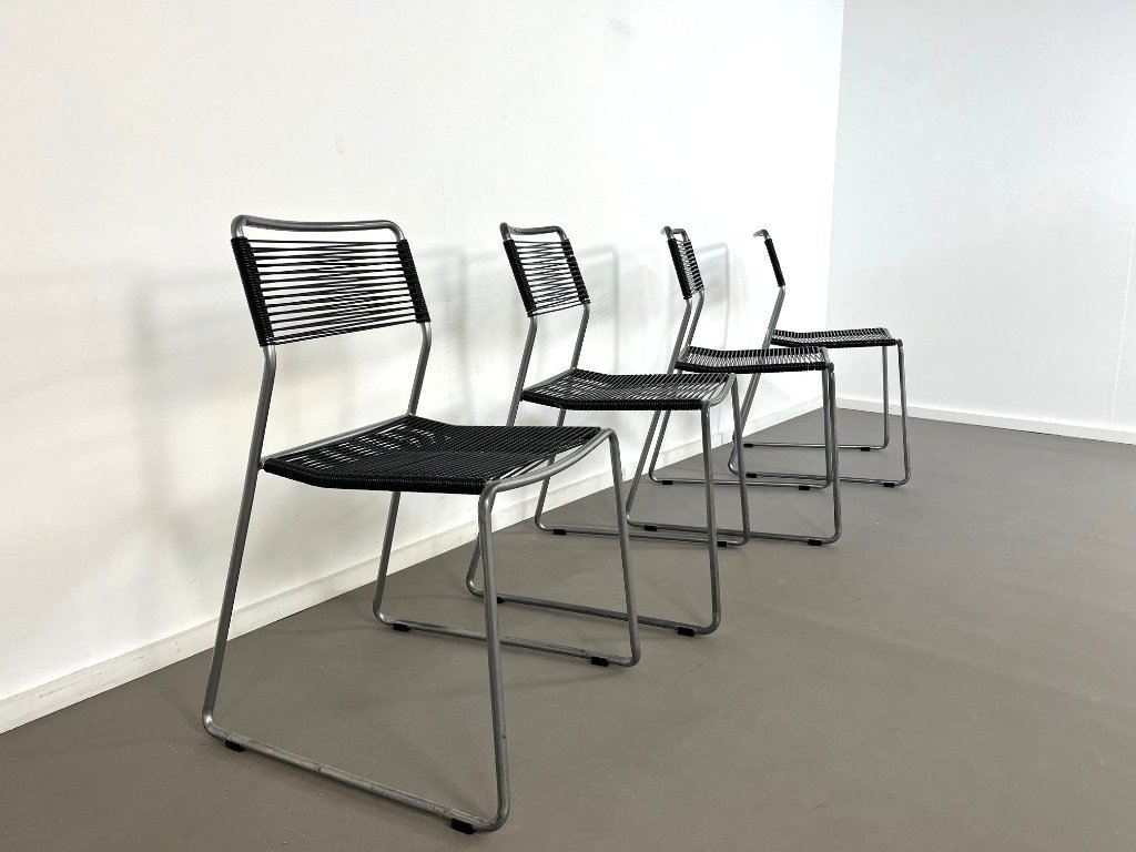 Set of 4 postmodern Melker spaghetti chairs by Lisa Norinder for