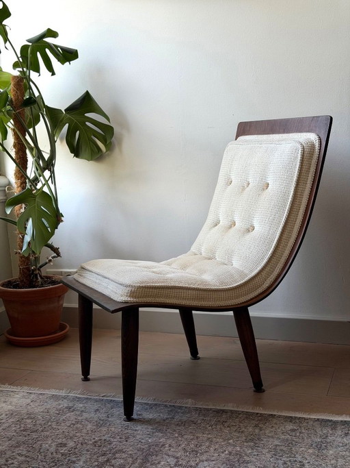 Vintage Carter Brothers Scoop Chair – kuipstoelen, Textile, Wood
