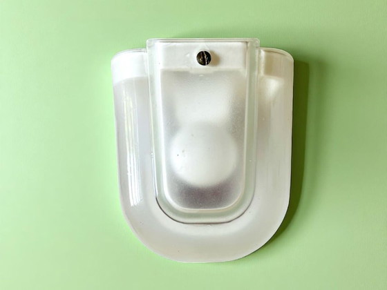 Image 1 of Glass and wood wall sconce light for bathroom or corridor 1990s