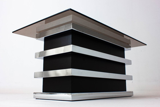 Image 1 of Black and chrome vintage coffee table