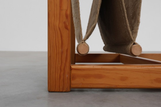 Image 1 of Tavolino in pino e lino con portariviste di Karin Möbring, Svezia, anni '70