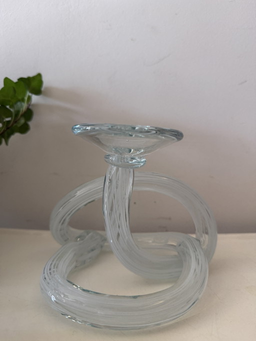 Bougeoir en verre de Murano à motif nœud infini pour bougie chauffe-plat – decoratieve objecten, Murano Glass (photo 2 of 9)