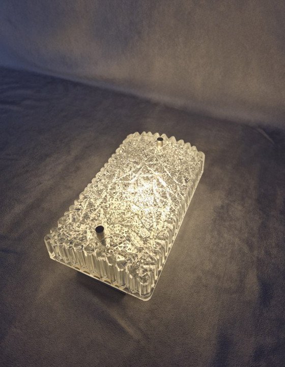 Image 1 of Vintage Hoffmeister Wall Lamp 45266 Z – 1980s Ice-Glass Sconce, German Design, Excellent Look
