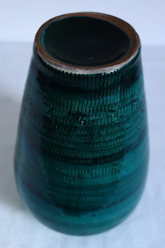 Image 1 of Vintage green ceramic vase in the style of Aldo Londi Bitossi