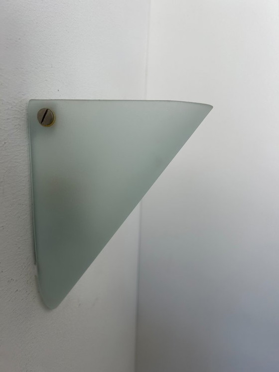 Image 1 of Pair of vintage sconces, sandblasted glass, France 1970