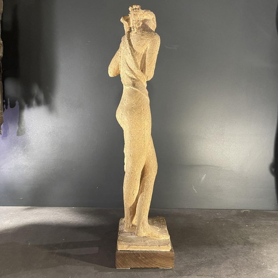 Gedrapeerde Naakte Vrouw Terracotta Beeldhouwkunst door Alphonse Darville, 1959 (photo 10 of 13)