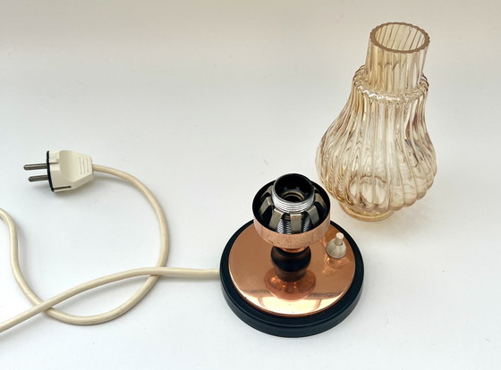 Image 1 of Vintage table lamp with smoked glass – copper & Bakelite – circa 1960s/70s