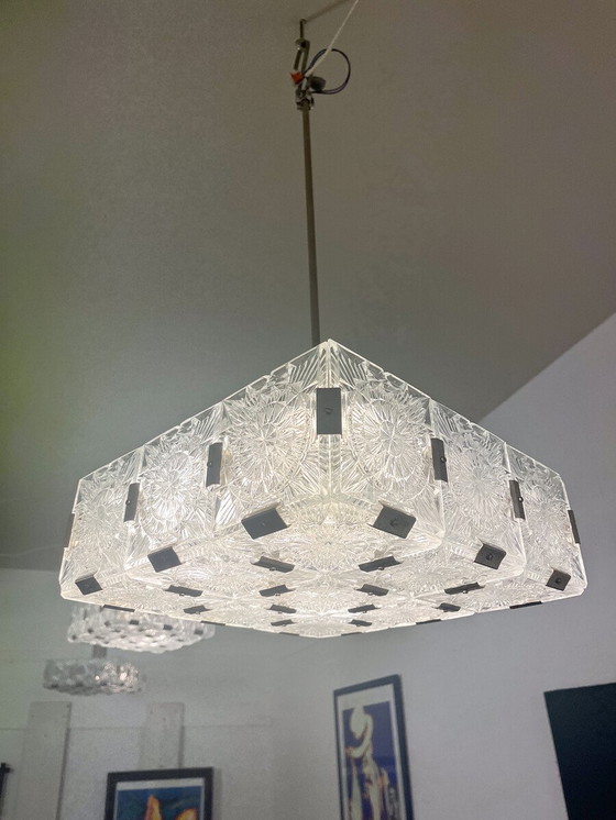 Image 1 of Mid-Century Glass Chandelier by Kamenicky Senov, Czech Republic, 1960s - 10 Available