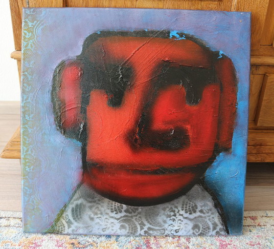 Image 1 of small painting 'red man'