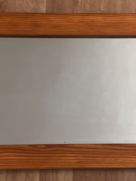 Espejo de pared octogonal grande de pino, década de 1970 – 103 × 40 cm – Wood, Glass (photo 11 of 13)