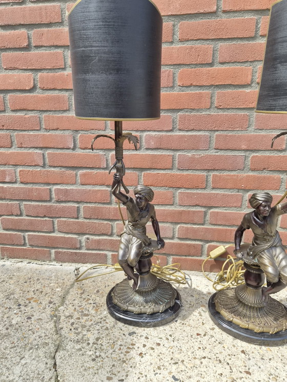 Image 1 of Ensemble de lampes italiennes classiques en bronze « Maure »