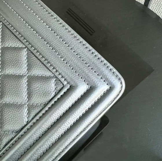 Image 1 of Chanel Boy Medium - Caviar 25CM Quilted Iridescent Silver Hardware Sereis 24