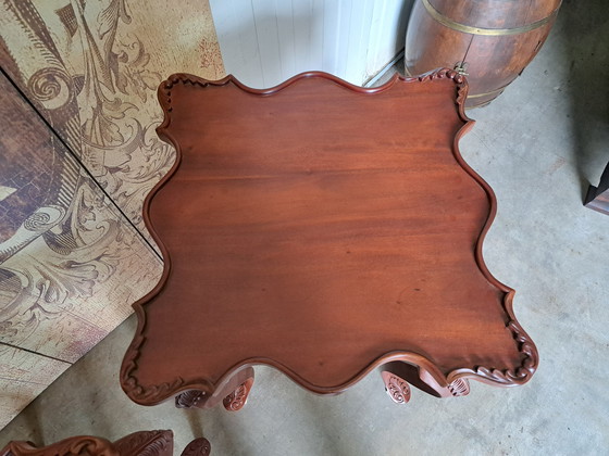 Image 1 of Klassieke Mahoniehouten Bijzettafel, Plantentafel, Console, Afmetingen 50x50cm en 75cm Hoog