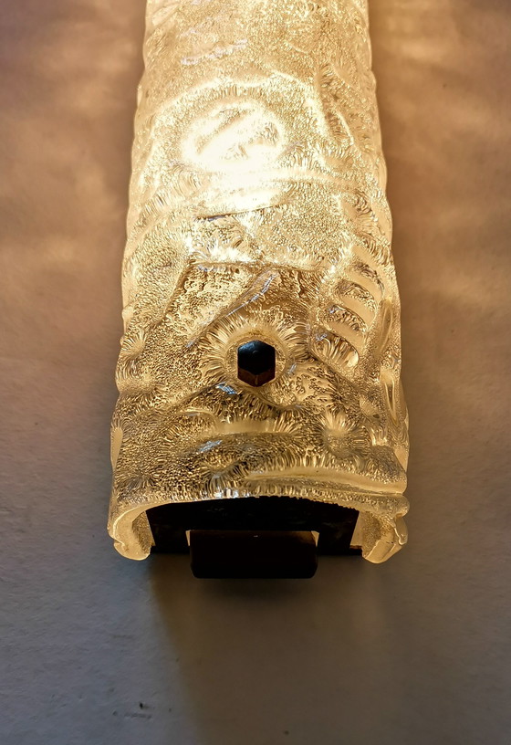 Image 1 of Set di lampade da parete in vetro ghiaccio di metà secolo