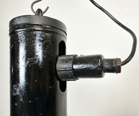 Image 1 of Industrial Black Enamel Factory Hanging Lamp, 1950s