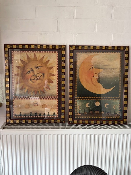 Set van 2 Vintage Jaren '90 Celestial Art Prints – David Carter Brown