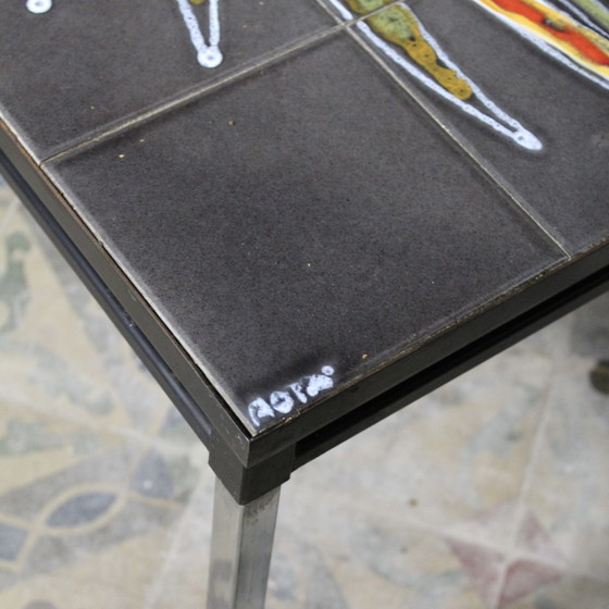 Table basse originale Adri Belarti – Table en carrelage vintage années 60/70 – Tables basses, Aluminium (photo 6 of 11)