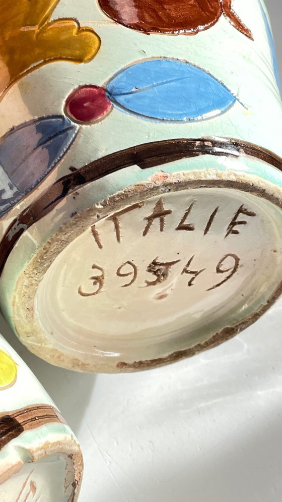 Image 1 of Italian Majolica Vases with Dragon Motif