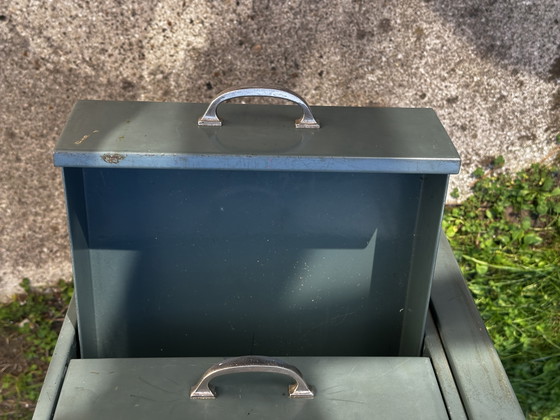 Scrivania compatta industriale vintage in metallo verde – Anni '50 – Scrivanie (photo 4 of 15)