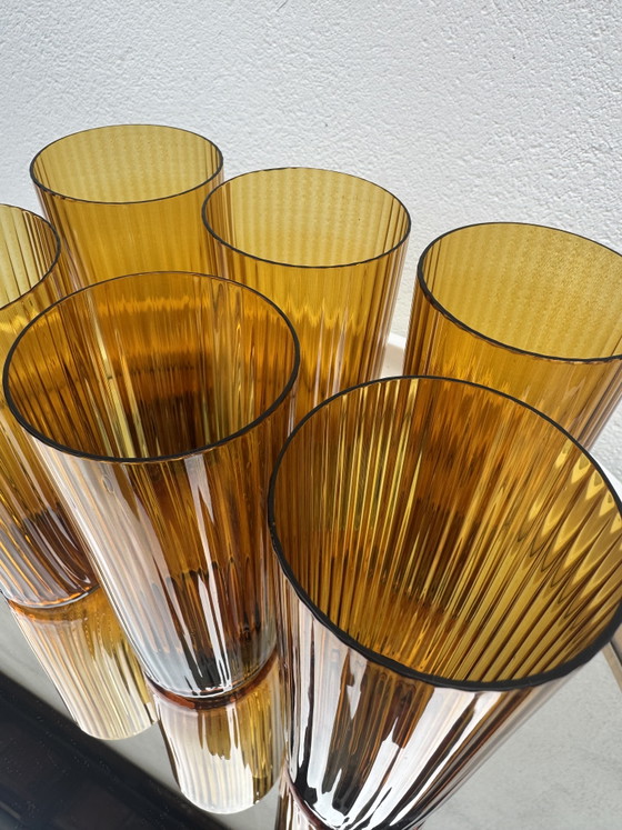 Image 1 of Amber hand-blown glasses from the 1960s