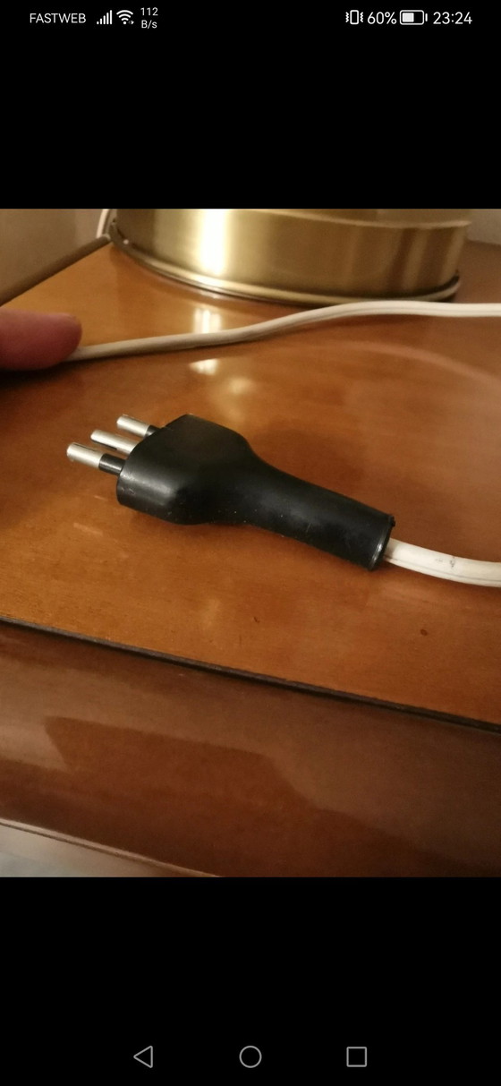 Image 1 of Lámpara de latón y cristal de estilo Art Nouveau de la década de 1970.