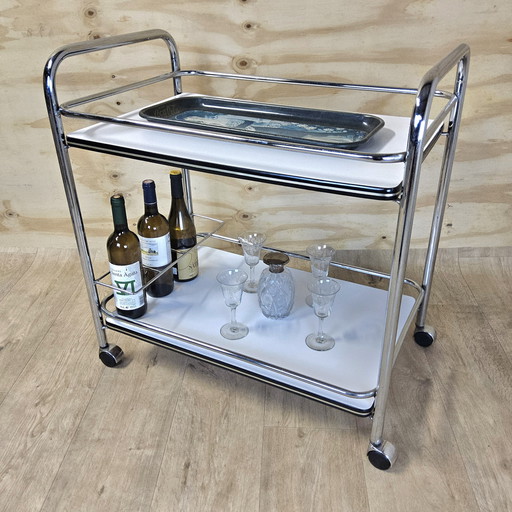 Desserte vintage / chariot de bar / chariot à boissons / chariot chromé / formica (années 1980/80)