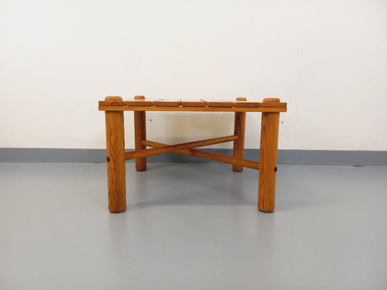 Image 1 of Vintage square coffee table in solid pine from the 70s and 80s