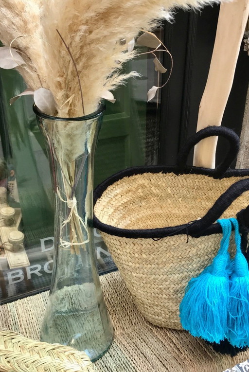 Vase verre recyclé transparent nuances de vert XL