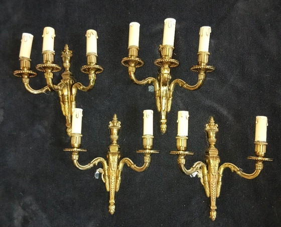 Image 1 of 4 apliques de pared de bronce estilo Luis XVI-XV