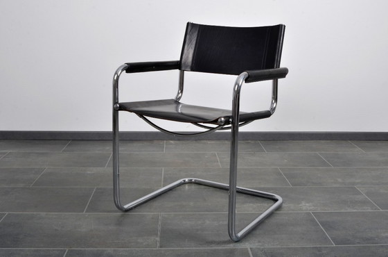 Image 1 of Set van 8 Matteo Grassi MG5 zwarte tuigleren buisframe stoelen