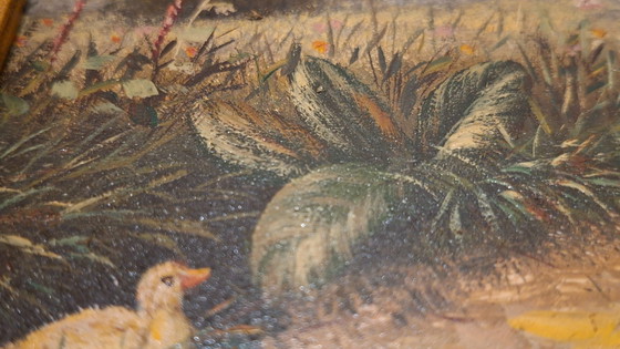 Image 1 of Topstuk: Authentieke Jan Hendrik Verburgh – "Familie Eenden" – Monumentale 19e-eeuwse Biggs & Sons Lijst