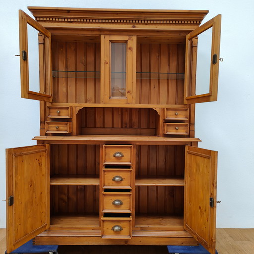Vintage French Country Pine Buffet Cabinet Wall Cupboard Kitchen Cupboard