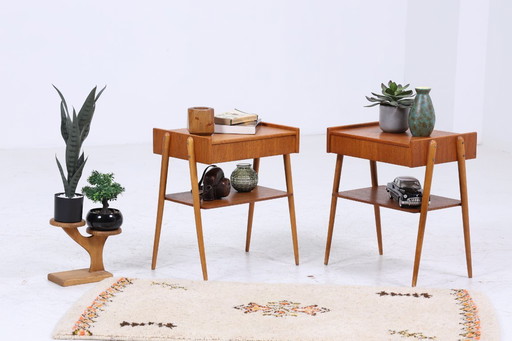 2 vintage teak bedside tables AB Carlström | Mid - Century bedside table 60s | Designer side tables made of real wood #05-22