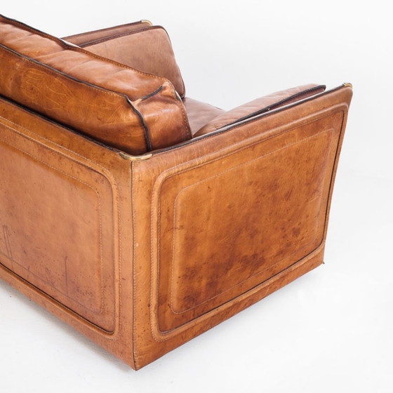 Canapé et deux fauteuils Roche Bobois. Vintage. Cuir de buffle. France, années 80. – Canapés 3 places (photo 24 of 24)