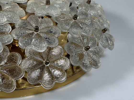 Image 1 of Lampada da soffitto Plafoniere anni '60-'70 Ernst Palme in ottone e vetro Germania