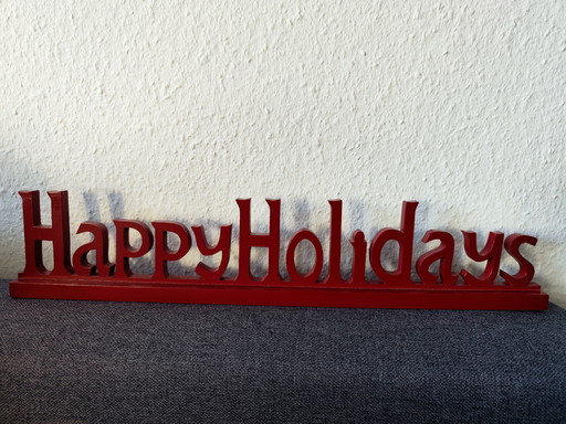 Large red wooden lettering, 53 cm, decorative USA style, for display.