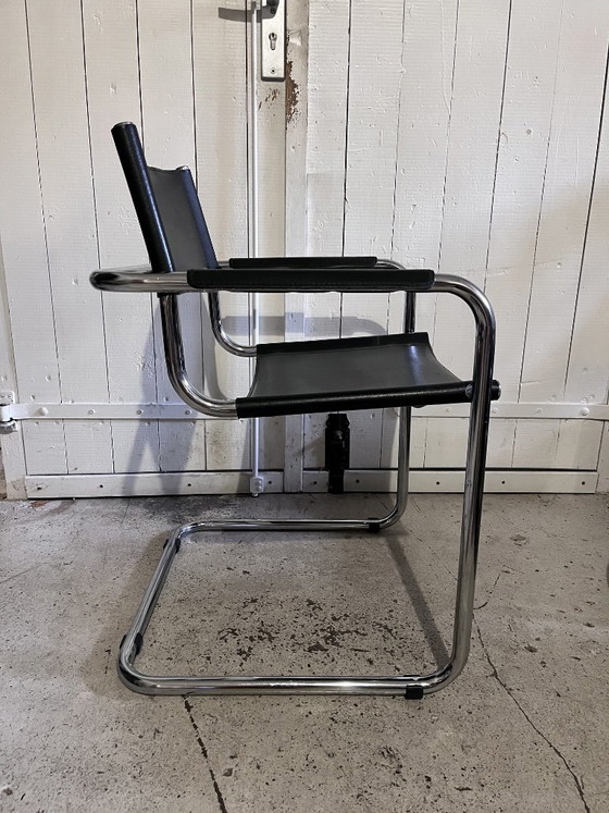 Vintage cantilever fauteuil met armleuningen – Bauhaus / Mid-Century – Eetkamerstoelen, Leather (photo 3 of 6)
