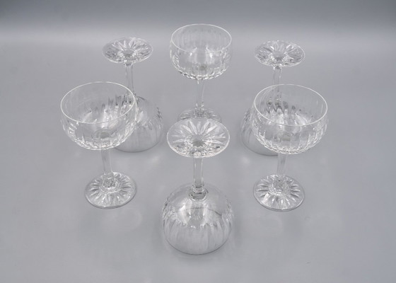 Image 1 of 6 Vintage-Style Crystal Champagne Coupes, 1960s Style