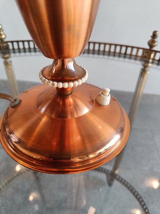 Image 1 of Lampada da tavolo vintage in rame con paralume a tromba, Italia, anni '50-'60