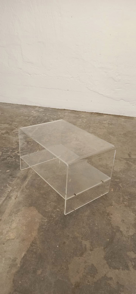 Image 1 of Vintage Space Age Plexiglas LP table side table 