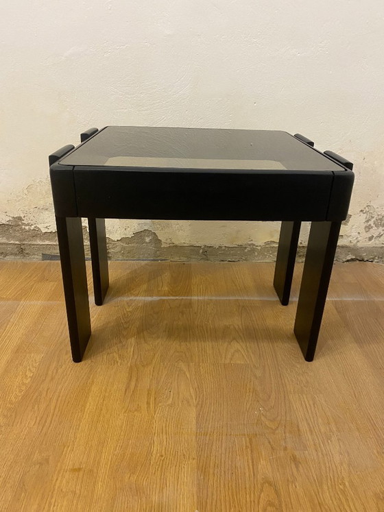 Vintage Meblo Yugoslavia Nesting Side Table, Smoked Glass, 1970s – Frattini Style – Wood (photo 5 of 15)